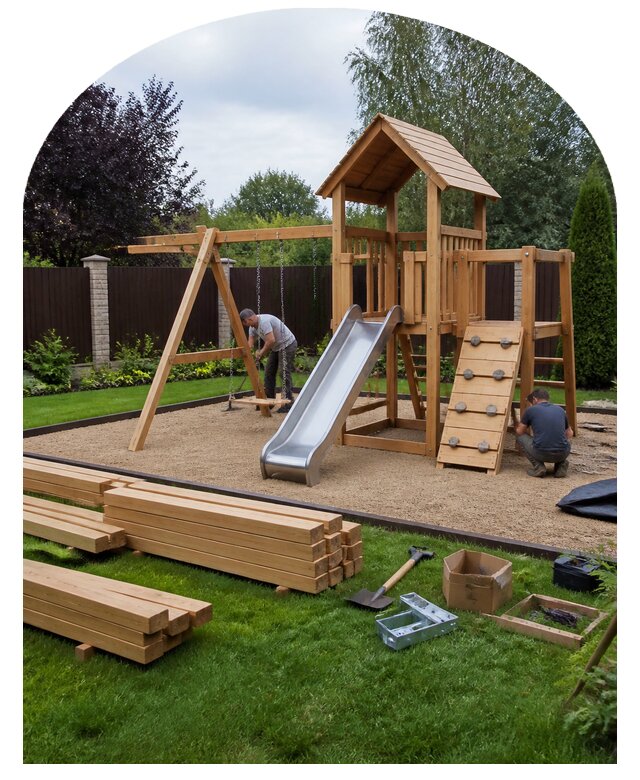Строительство детской площадки на участке в Сосногорске